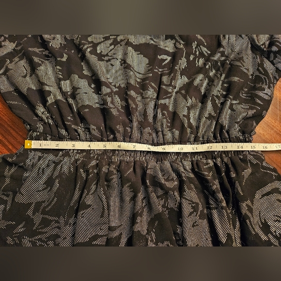 Lane Bryant Graphic Floral Black GrayKnee Length Tiered Dress Sz 14/16 NWT - Picture 9 of 15